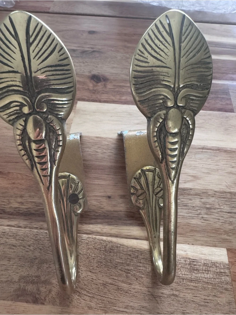 Brass Finish Decorative curtain Wall Hooks - brass vintage